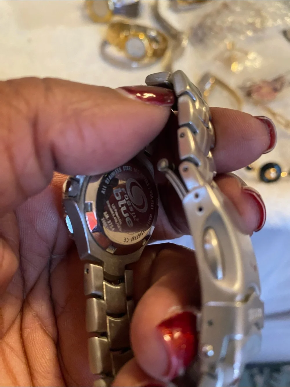 Fossil Gold-tone Men's Watch and Fossil Silver-tone Women's Watch with Pink Dial